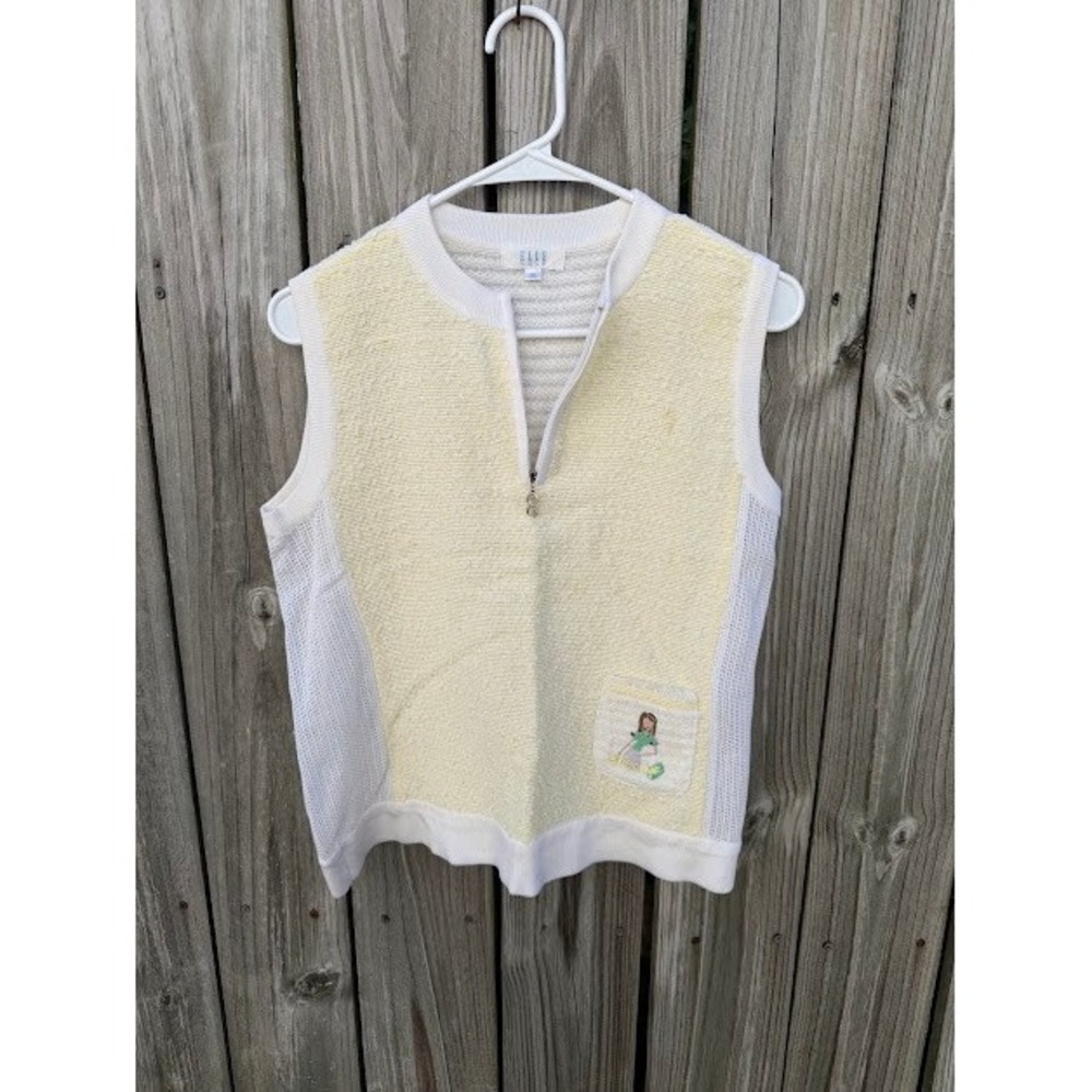 Golfcore Elle Golf Sweater Vest Womens 95 Yellow Quarter Zip Textured Knit